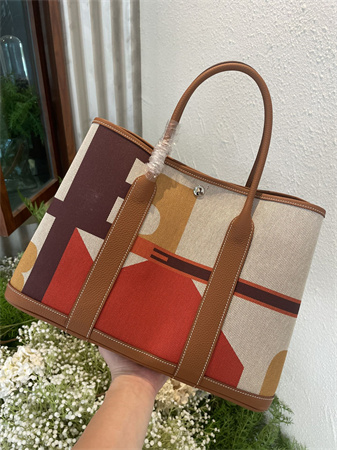 Her.mes  Garden Party 36CM Togo Leather and Graffiti Canvas HS
