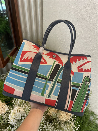Her.mes Garden Party 36CM Togo Leather and Graffiti Canvas HS