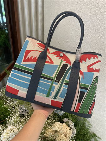 Her.mes  Garden Party 36CM Togo Leather and Graffiti Canvas HS