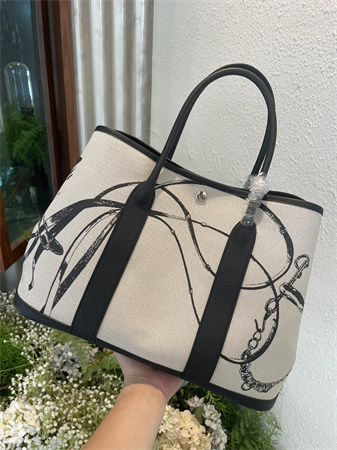 Her.mes  Garden Party 36CM Togo Leather and Graffiti Canvas HS