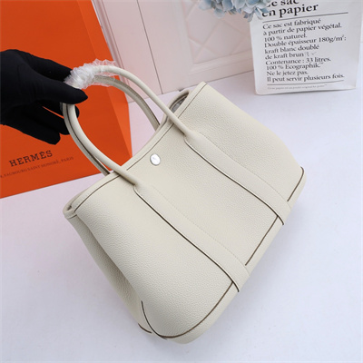 Hermes Garden Party 30/36CM Calfskin Leather Craie