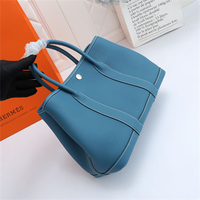 Hermes Garden Party 30/36CM Calfskin Leather Bley Jean