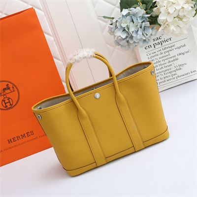 Hermes Garden Party 30/36CM Calfskin Leather Jaune Amber