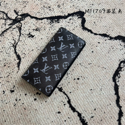 LV Brazza Wallet Brushed Monogram cowhide leather Black/White M11709