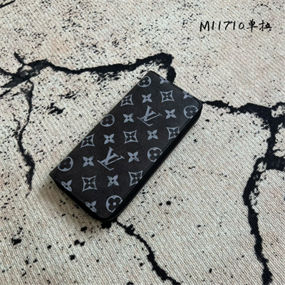 L.V  Zippy Wallet Brushed Monogram cowhide leather Black/White M11710