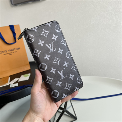 L.V  Zippy Wallet Brushed Monogram cowhide leather Black/White M11710