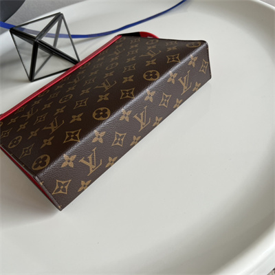L.V Pochette Voyage MM Monogram Canvas Red  M12820