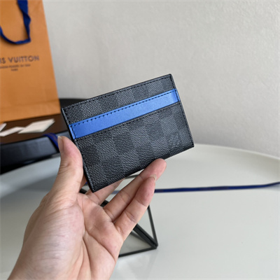L.V Double Card Holder Damier Graphite coated canvas Indigo Blue N00093