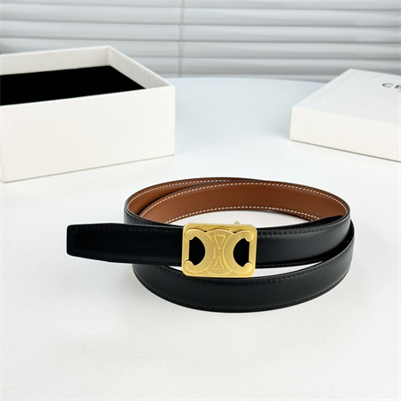 Celine MEDIUM REVERSIBLE FRAMED TRIOMPHE BELT 25MM in TAURILLON AND NATURAL CALFSKIN Brown/Black