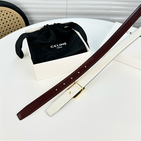 Celine MEDIUM REVERSIBLE FRAMED TRIOMPHE BELT 25MM in TAURILLON AND NATURAL CALFSKIN Burgundy/White