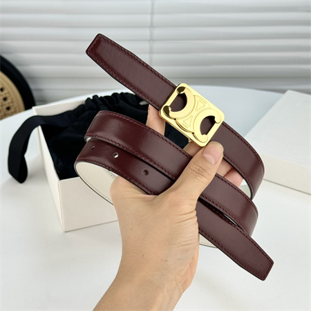 Celine MEDIUM REVERSIBLE FRAMED TRIOMPHE BELT 25MM in TAURILLON AND NATURAL CALFSKIN Burgundy/White