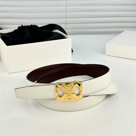 Celine MEDIUM REVERSIBLE FRAMED TRIOMPHE BELT 25MM in TAURILLON AND NATURAL CALFSKIN Burgundy/White