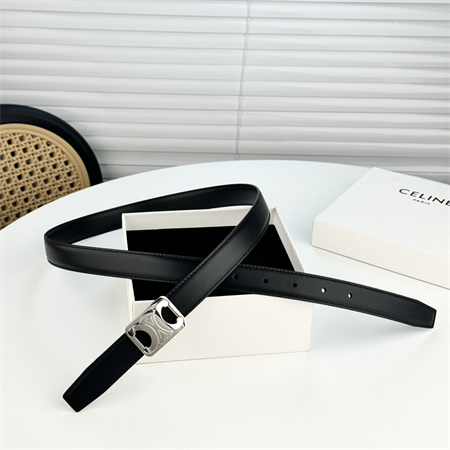 Celine MEDIUM REVERSIBLE FRAMED TRIOMPHE BELT 25MM in TAURILLON AND NATURAL CALFSKIN Black