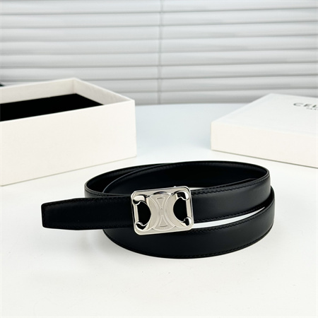 Celine MEDIUM REVERSIBLE FRAMED TRIOMPHE BELT 25MM in TAURILLON AND NATURAL CALFSKIN Black