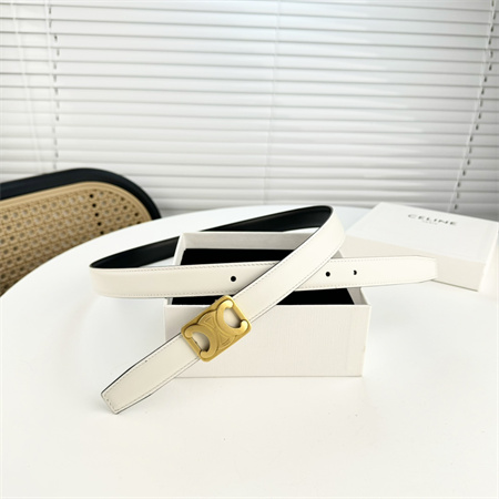 Celine MEDIUM REVERSIBLE FRAMED TRIOMPHE BELT 25MM in TAURILLON AND NATURAL CALFSKIN White/Black