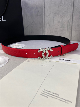 Chanel Belts In Calfskin 30MM Gold/Silver Hardware Red