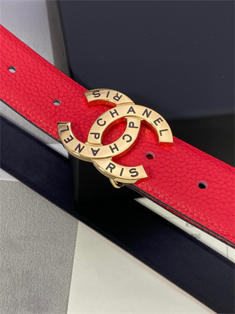 Chanel Belts In Calfskin 30MM Gold/Silver Hardware Red