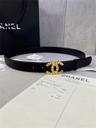 Chanel Belts In Calfskin 30MM Gold/Silver Hardware Black