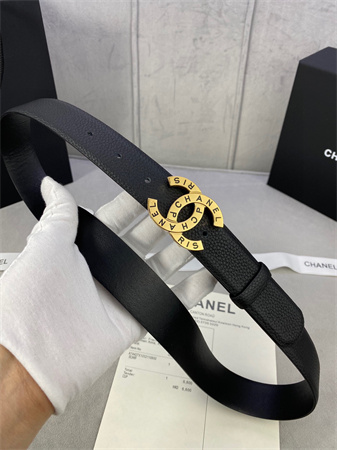 Chanel Belts In Calfskin 30MM Gold/Silver Hardware Black