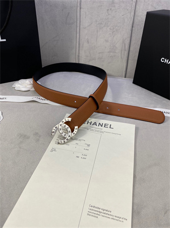 Chanel Belts In Calfskin 30MM Gold/Silver Hardware Brown