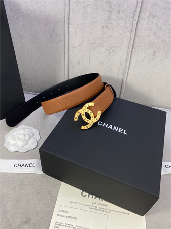 Chanel Belts In Calfskin 30MM Gold/Silver Hardware Brown