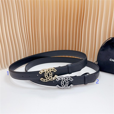 Chanel Belts In Calfskin 30MM Gold/Silver Hardware  In Black