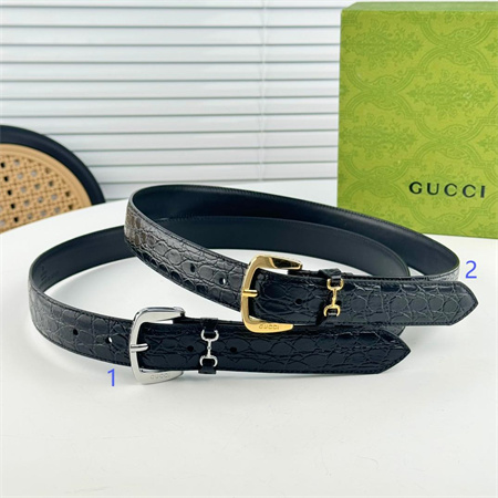 Gucci Belts In Crocodile Embossed Calfskin 30MM Gold/Silver Hardware Black Color