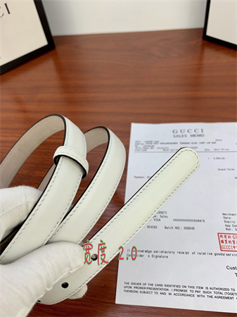 Gucci Belts In White Calfskin 20MM Gold/Silver Hardware