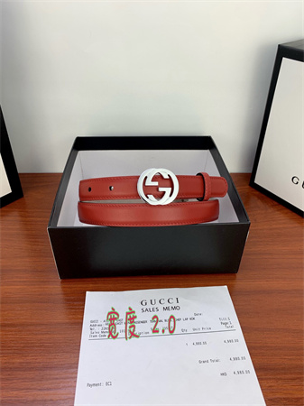 Gucci Belts In Red Calfskin 20MM Gold/Silver Hardware