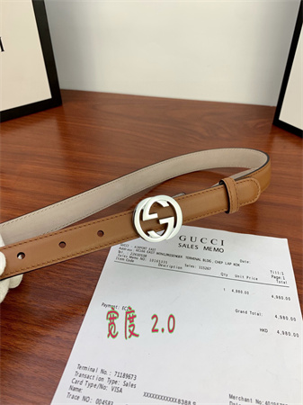 Gucci Belts In Brown Calfskin 20MM Gold/Silver Hardware