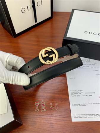 Gucci Belts In Black Calfskin 20MM Gold/Silver Hardware