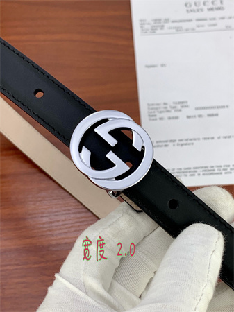 Gucci Belts In Black Calfskin 20MM Gold/Silver Hardware