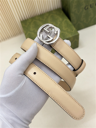 Gucci Belts In Calfskin 25MM Silver Hardware Beige