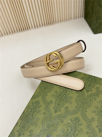 Gucci Belts In Calfskin 25MM Gold Hardware Beige