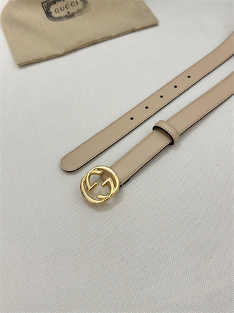 Gucci Belts In Calfskin 25MM Gold Hardware Beige