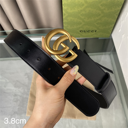 Gucci Belts In Calfskin 38MM Gold Hardware Black