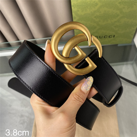 Gucci Belts In Calfskin 38MM Gold Hardware Black