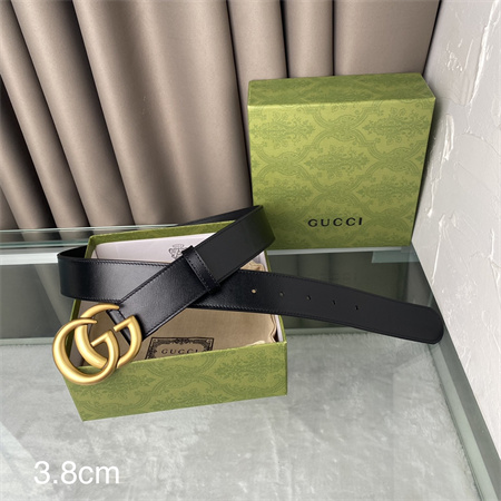 Gucci Belts In Calfskin 38MM Gold Hardware Black
