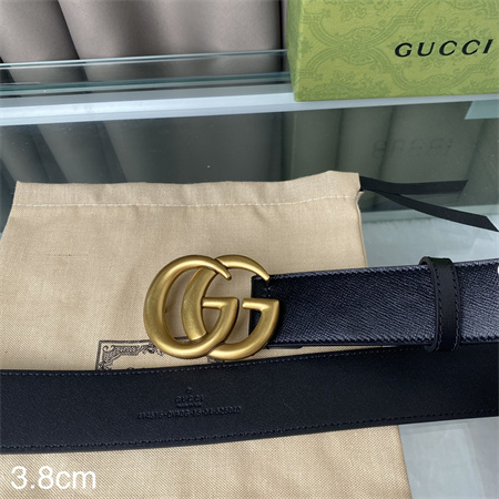 Gucci Belts In Calfskin 38MM Gold Hardware Black