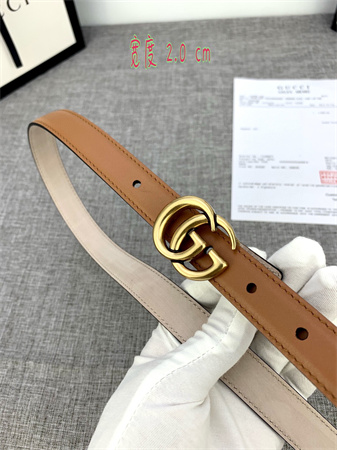 Gucci Belts In Brown Calfskin 20MM Gold Hardware