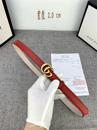 Gucci Belts In Red Calfskin 20MM Gold Hardware