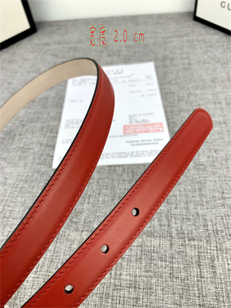 Gucci Belts In Red Calfskin 20MM Gold Hardware