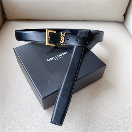 YSL Belts In Leather 30MM Gold Hardware Black