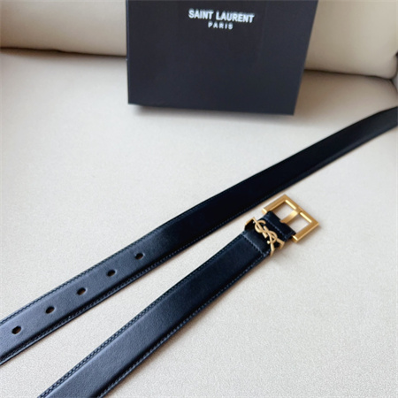 YSL Belts In Leather 30MM Gold Hardware Black