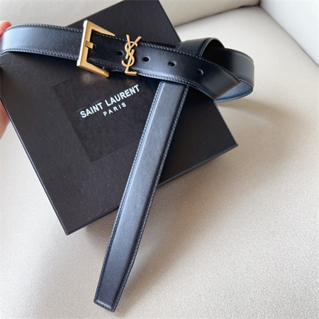 YSL Belts In Leather 30MM Gold Hardware Black