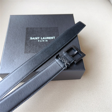 YSL Belts In Leather 30MM Black Hardware Black
