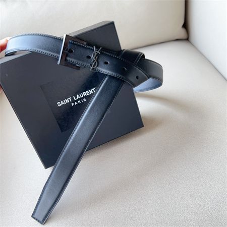 YSL Belts In Leather 30MM Black Hardware Black