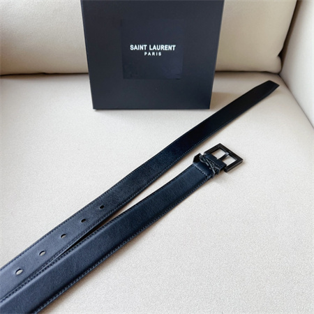 YSL Belts In Leather 30MM Black Hardware Black