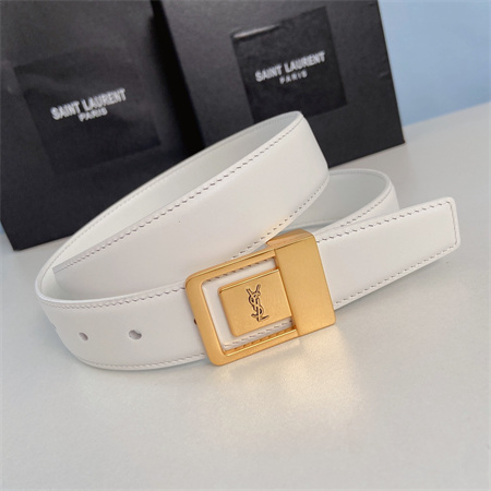 YSL Belts In Leather 30MM Gold Hardware White