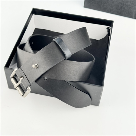 YSL Belts In Leather 35MM Silver Hardware Black